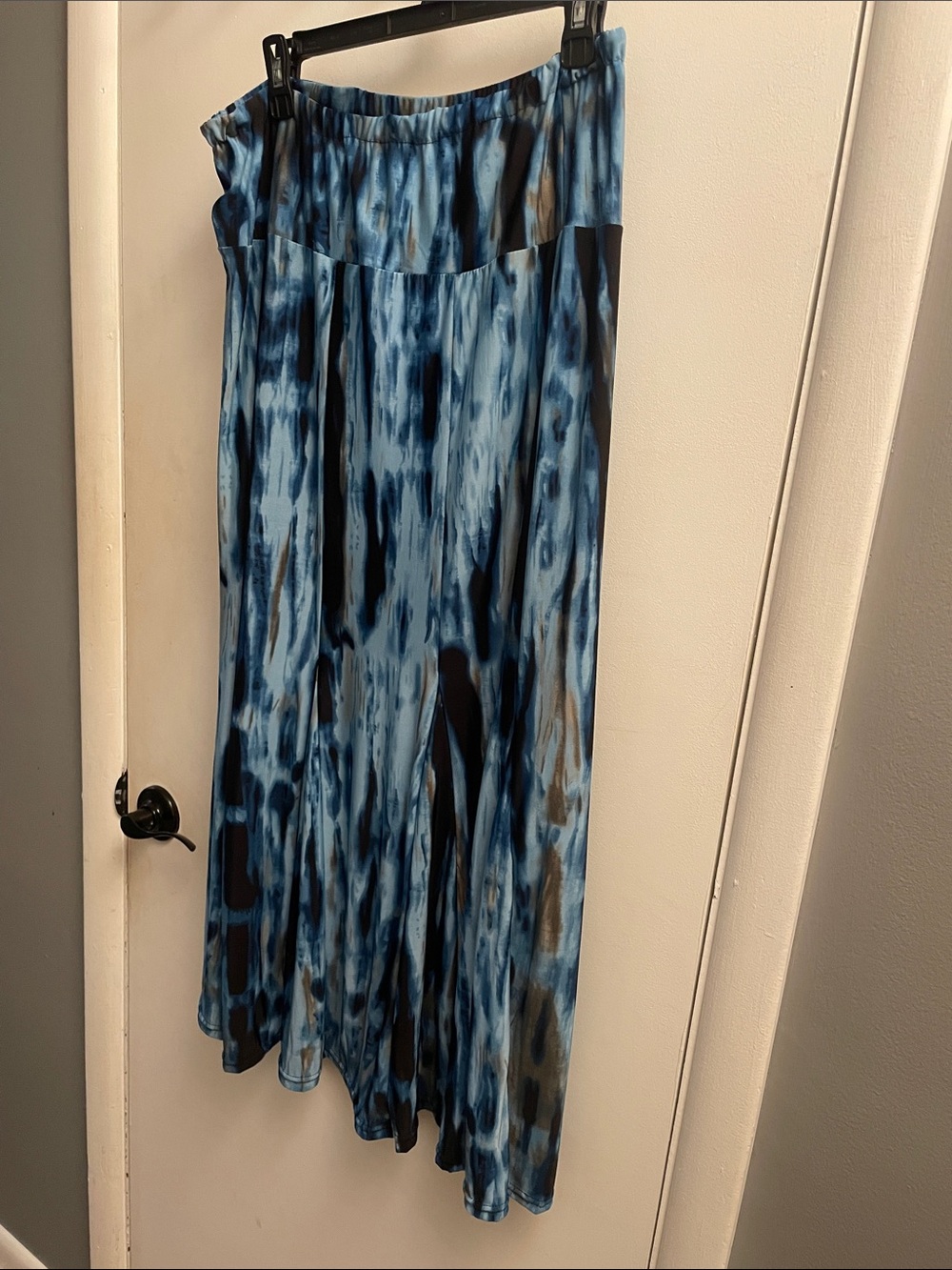 Metro Wear Blue and Black Watercolor Maxi Skirt